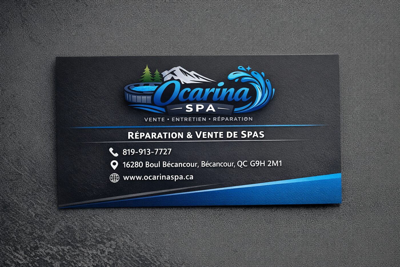 Carte d'affaires Ocarina Spa Bécancour